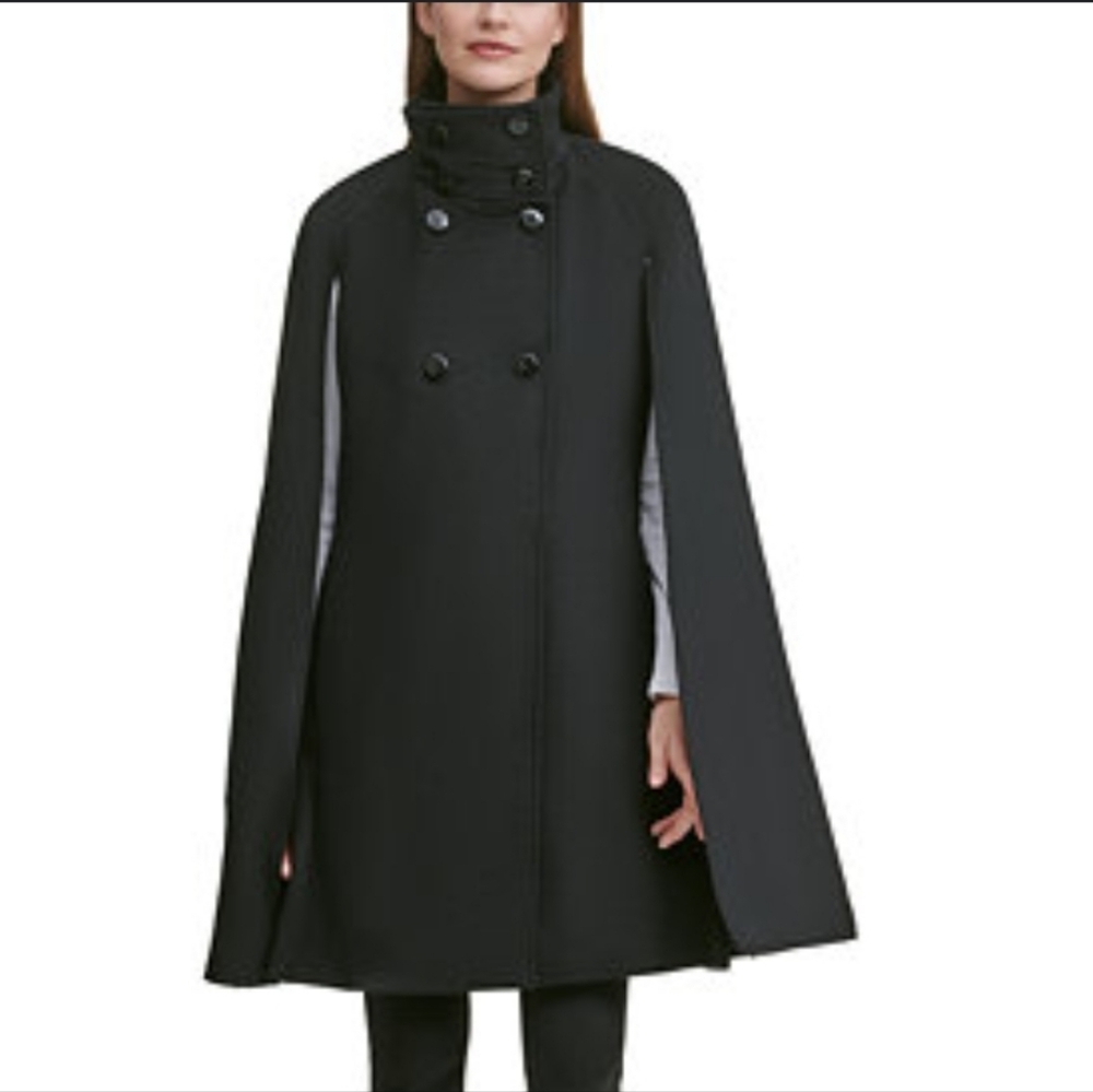 Calvin Klein Black Cape Coat Sz L